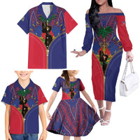 Haiti Heritage Month Family Matching Off The Shoulder Long Sleeve Dress and Hawaiian Shirt Zipper Stylized