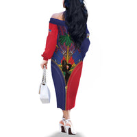 Haiti Heritage Month Family Matching Off The Shoulder Long Sleeve Dress and Hawaiian Shirt Zipper Stylized