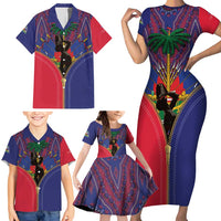 Haiti Heritage Month Family Matching Short Sleeve Bodycon Dress and Hawaiian Shirt Zipper Stylized