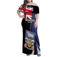 Personalised Falkland Islands Family Matching Off Shoulder Maxi Dress and Hawaiian Shirt Desire the Right