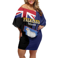 Personalised Falkland Islands Family Matching Off Shoulder Short Dress and Hawaiian Shirt Desire the Right