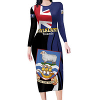 Personalised Falkland Islands Long Sleeve Bodycon Dress Desire the Right