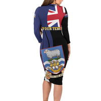 Personalised Falkland Islands Long Sleeve Bodycon Dress Desire the Right