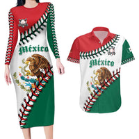 Custom Baseball Mexico Couples Matching Long Sleeve Bodycon Dress and Hawaiian Shirt Come On Mexican Team