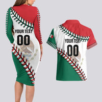 Custom Baseball Mexico Couples Matching Long Sleeve Bodycon Dress and Hawaiian Shirt Come On Mexican Team