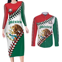 Custom Baseball Mexico Couples Matching Long Sleeve Bodycon Dress and Long Sleeve Button Shirt Come On Mexican Team