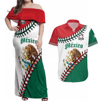 Custom Baseball Mexico Couples Matching Off Shoulder Maxi Dress and Hawaiian Shirt Come On Mexican Team