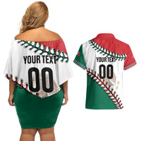 Custom Baseball Mexico Couples Matching Off Shoulder Short Dress and Hawaiian Shirt Come On Mexican Team