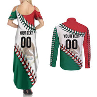 Custom Baseball Mexico Couples Matching Summer Maxi Dress and Long Sleeve Button Shirt Come On Mexican Team