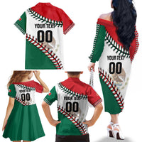 Custom Baseball Mexico Family Matching Off The Shoulder Long Sleeve Dress and Hawaiian Shirt Come On Mexican Team
