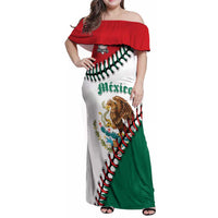 Custom Baseball Mexico Family Matching Off Shoulder Maxi Dress and Hawaiian Shirt Come On Mexican Team