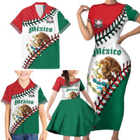 Custom Baseball Mexico Family Matching Short Sleeve Bodycon Dress and Hawaiian Shirt Come On Mexican Team