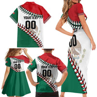 Custom Baseball Mexico Family Matching Short Sleeve Bodycon Dress and Hawaiian Shirt Come On Mexican Team