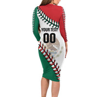 Custom Baseball Mexico Long Sleeve Bodycon Dress Come On Mexican Team