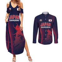 Custom Baseball Japan Couples Matching Summer Maxi Dress and Long Sleeve Button Shirt Japan Samurai Go Champions
