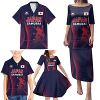 Custom Baseball Japan Family Matching Puletasi and Hawaiian Shirt Japan Samurai Go Champions