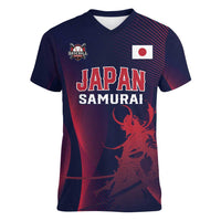 Custom Baseball Japan Women V-Neck T-Shirt Japan Samurai Go Champions