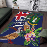 British Virgin Islands Area Rug Two Turtle Doves Tropical Flowers