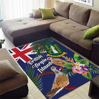 British Virgin Islands Area Rug Two Turtle Doves Tropical Flowers