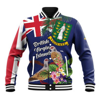 Personalised British Virgin Islands Baseball Jacket Two Turtle Doves Tropical Flowers