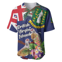 Personalised British Virgin Islands Baseball Jersey Two Turtle Doves Tropical Flowers