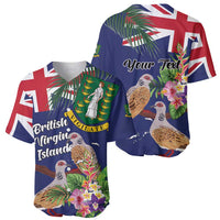 Personalised British Virgin Islands Baseball Jersey Two Turtle Doves Tropical Flowers