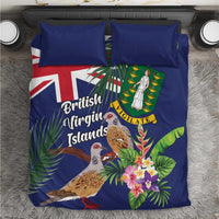 British Virgin Islands Bedding Set Two Turtle Doves Tropical Flowers