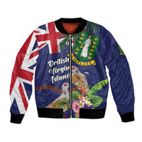 Personalised British Virgin Islands Bomber Jacket Two Turtle Doves Tropical Flowers