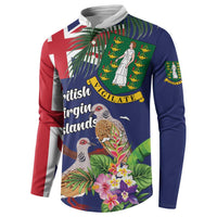 Personalised British Virgin Islands Button Sweatshirt Two Turtle Doves Tropical Flowers