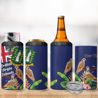 Personalised British Virgin Islands 4 in 1 Can Cooler Tumbler Two Turtle Doves Tropical Flowers