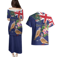 Personalised British Virgin Islands Couples Matching Puletasi and Hawaiian Shirt Two Turtle Doves Tropical Flowers