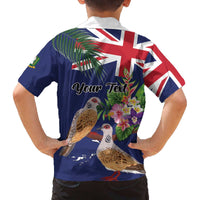 Personalised British Virgin Islands Family Matching Off The Shoulder Long Sleeve Dress and Hawaiian Shirt Two Turtle Doves Tropical Flowers