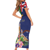 Personalised British Virgin Islands Family Matching Short Sleeve Bodycon Dress and Hawaiian Shirt Two Turtle Doves Tropical Flowers