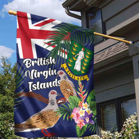 British Virgin Islands Garden Flag Two Turtle Doves Tropical Flowers