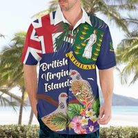 Personalised British Virgin Islands Hawaiian Shirt Two Turtle Doves Tropical Flowers