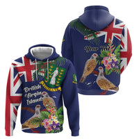 Personalised British Virgin Islands Hoodie Two Turtle Doves Tropical Flowers
