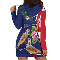 Personalised British Virgin Islands Hoodie Dress Two Turtle Doves Tropical Flowers