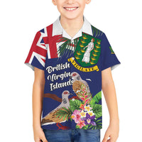 Personalised British Virgin Islands Kid Hawaiian Shirt Two Turtle Doves Tropical Flowers