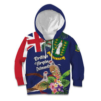 Personalised British Virgin Islands Kid Hoodie Two Turtle Doves Tropical Flowers