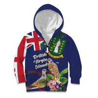 Personalised British Virgin Islands Kid Hoodie Two Turtle Doves Tropical Flowers