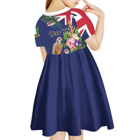 Personalised British Virgin Islands Kid Short Sleeve Dress Two Turtle Doves Tropical Flowers