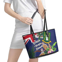 British Virgin Islands Leather Tote Bag Two Turtle Doves Tropical Flowers