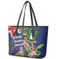 British Virgin Islands Leather Tote Bag Two Turtle Doves Tropical Flowers