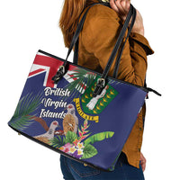 British Virgin Islands Leather Tote Bag Two Turtle Doves Tropical Flowers