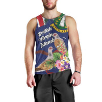Personalised British Virgin Islands Men Tank Top Two Turtle Doves Tropical Flowers