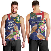 Personalised British Virgin Islands Men Tank Top Two Turtle Doves Tropical Flowers