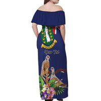 Personalised British Virgin Islands Off Shoulder Maxi Dress Two Turtle Doves Tropical Flowers
