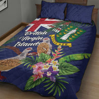 British Virgin Islands Quilt Bed Set Two Turtle Doves Tropical Flowers