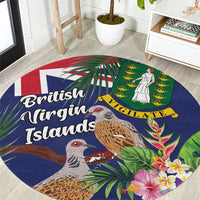 British Virgin Islands Round Carpet Two Turtle Doves Tropical Flowers