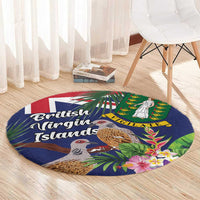 British Virgin Islands Round Carpet Two Turtle Doves Tropical Flowers